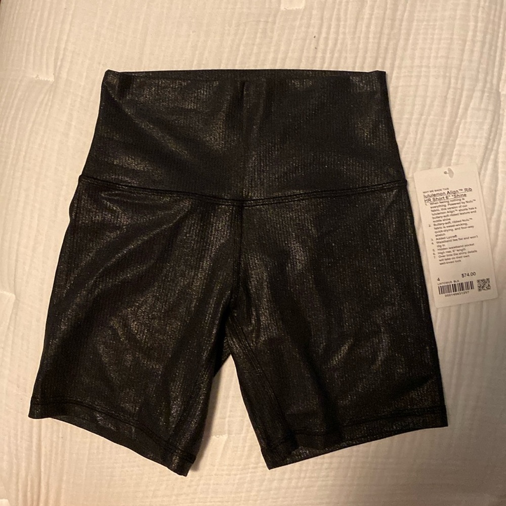 NWT lululemon align rib HR short 6” shine black size 4